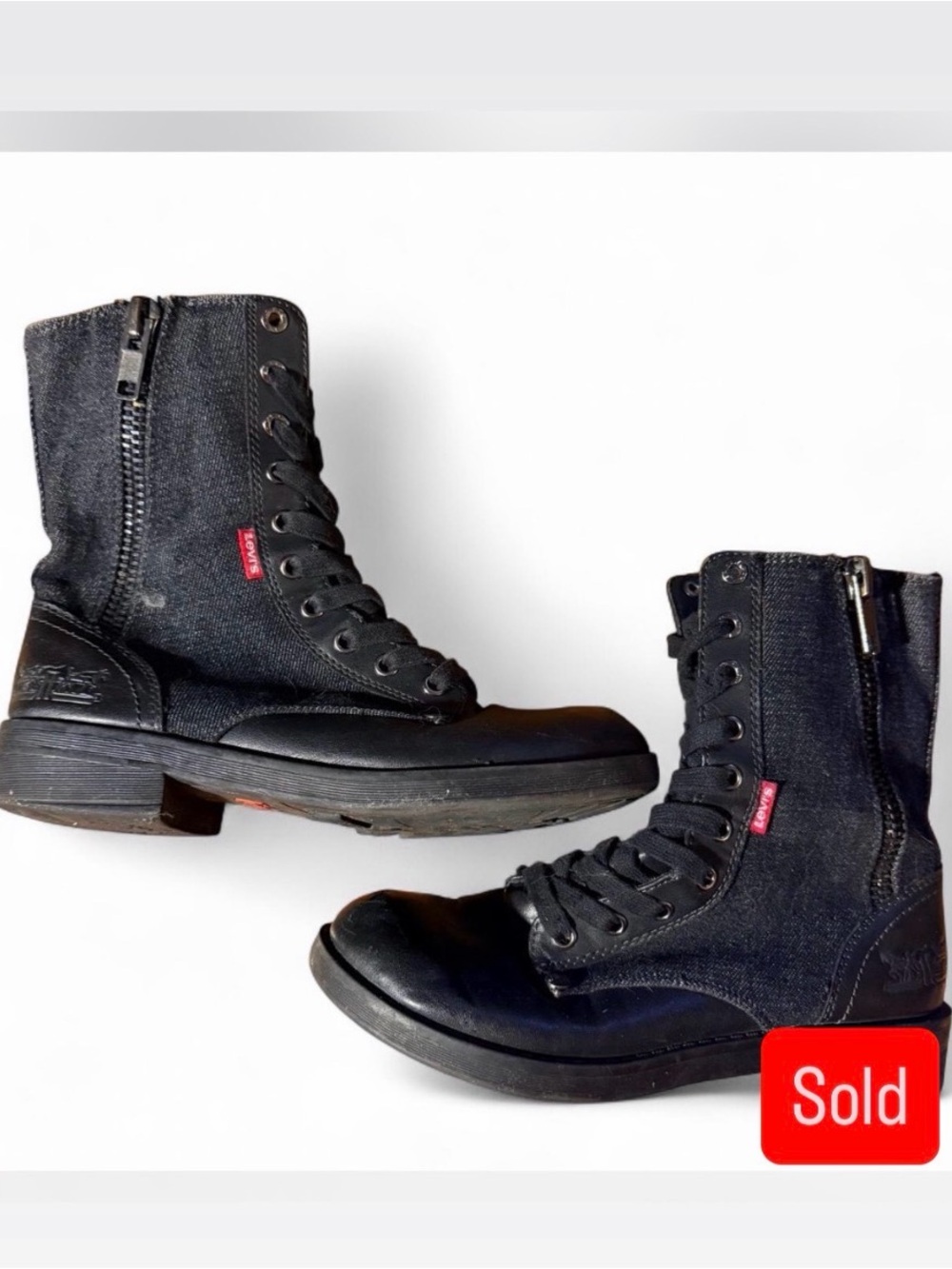 Levi's Women's Black and Gray Combat Boots